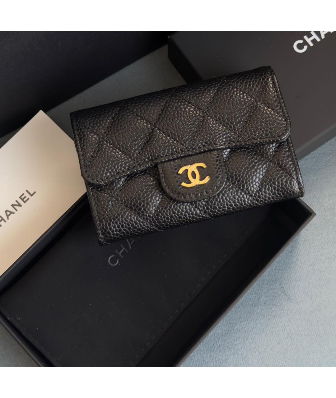 CHANEL Черный кожаный кошелек, фото 3