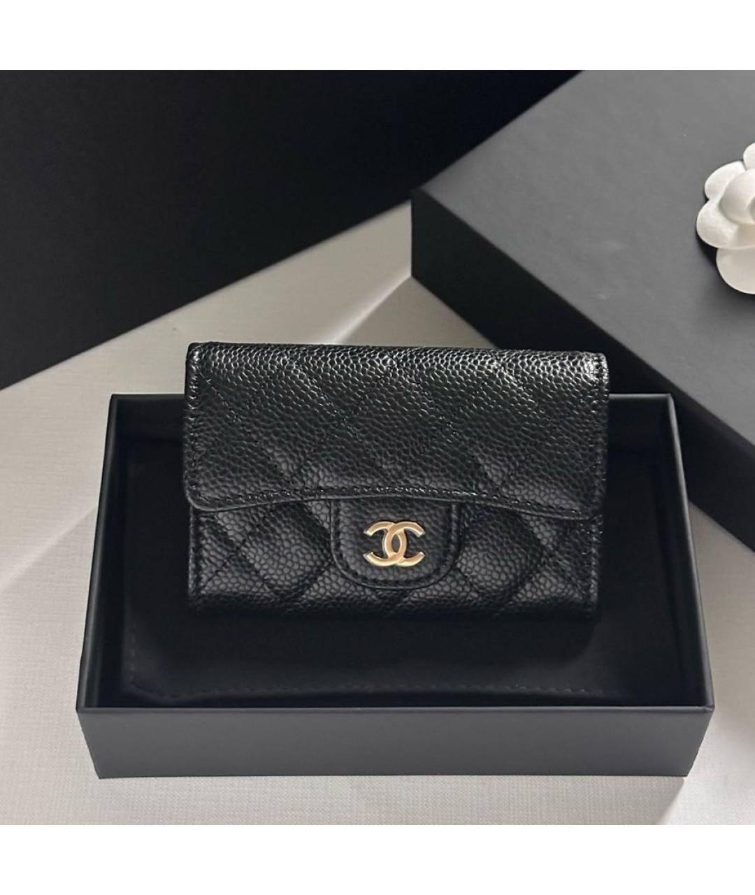 CHANEL Черный кожаный кошелек, фото 2