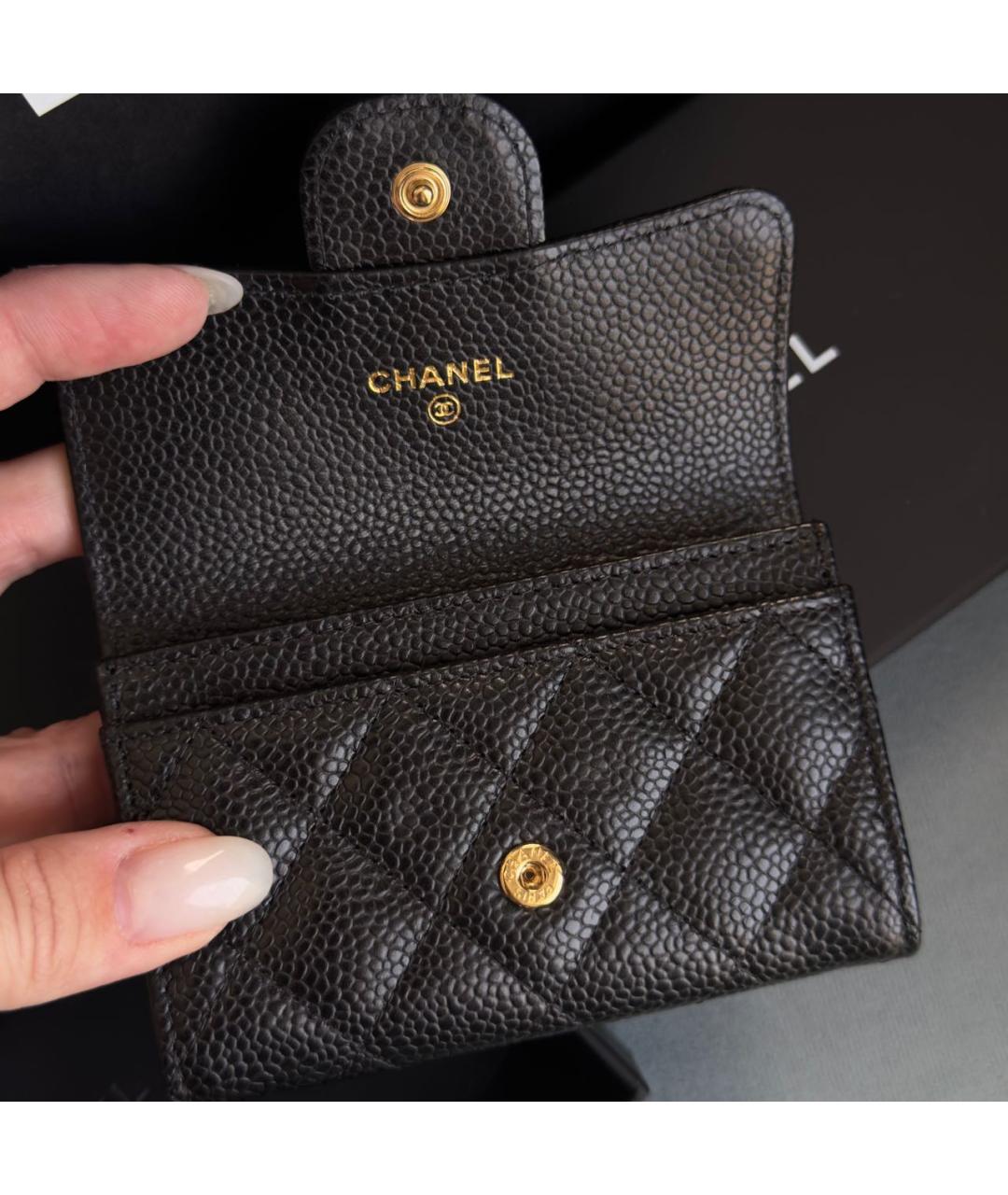 CHANEL Черный кожаный кошелек, фото 5