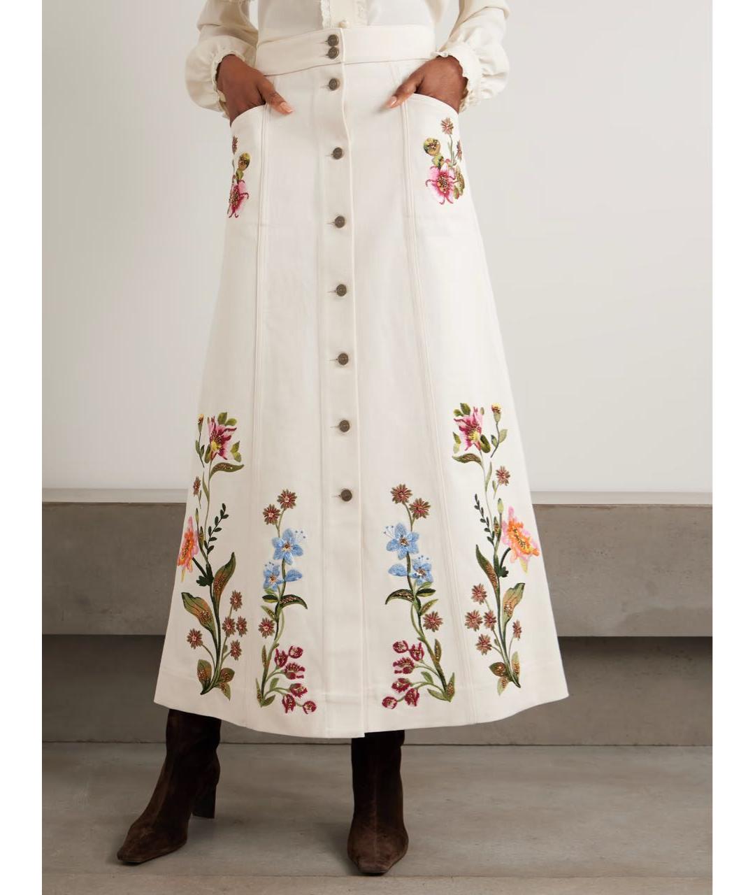 VALENTINO Белая хлопковая юбка макси, фото 3