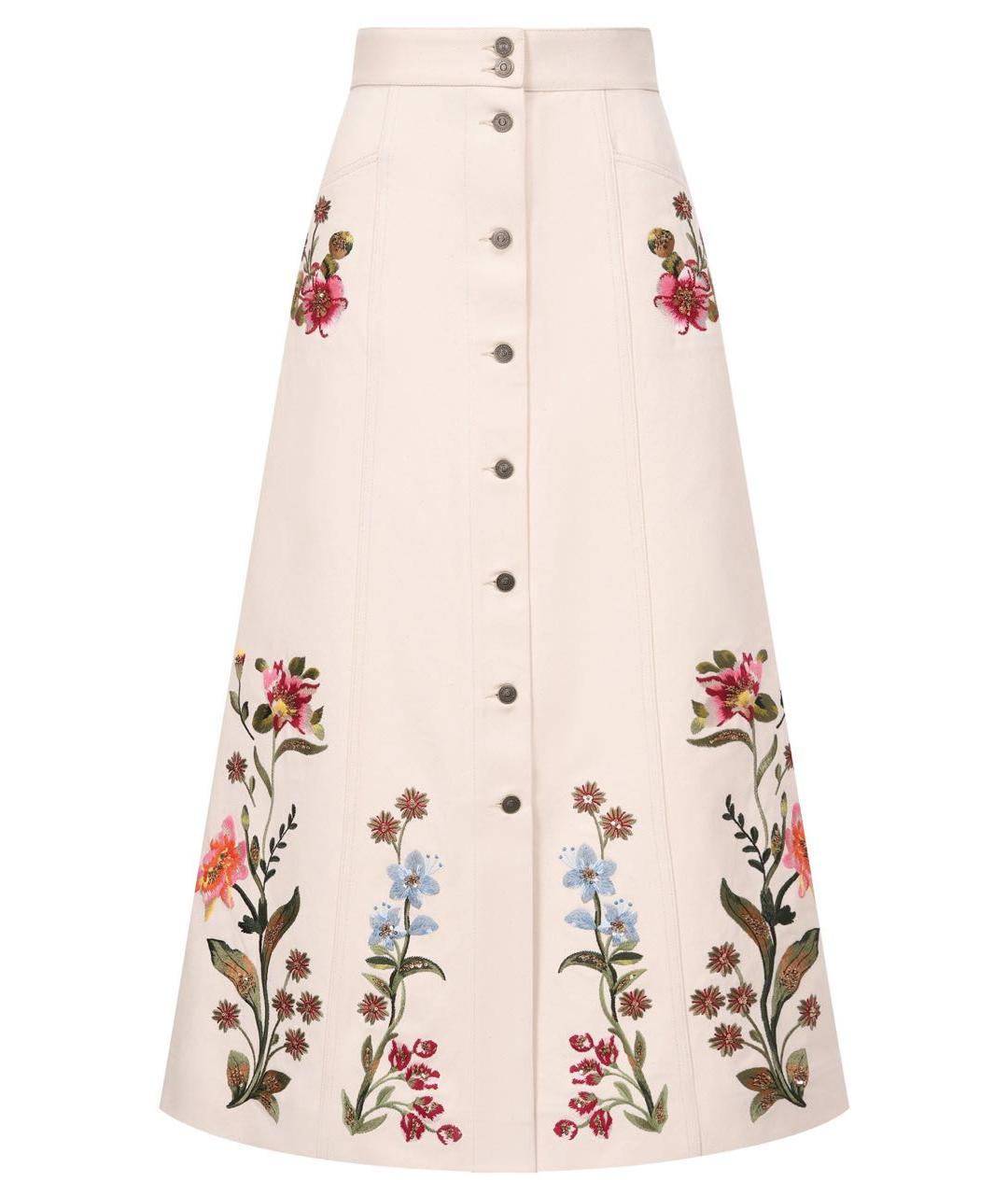 VALENTINO Белая хлопковая юбка макси, фото 1