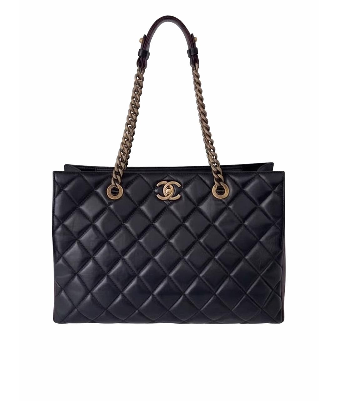 CHANEL Черная кожаная сумка тоут, фото 1