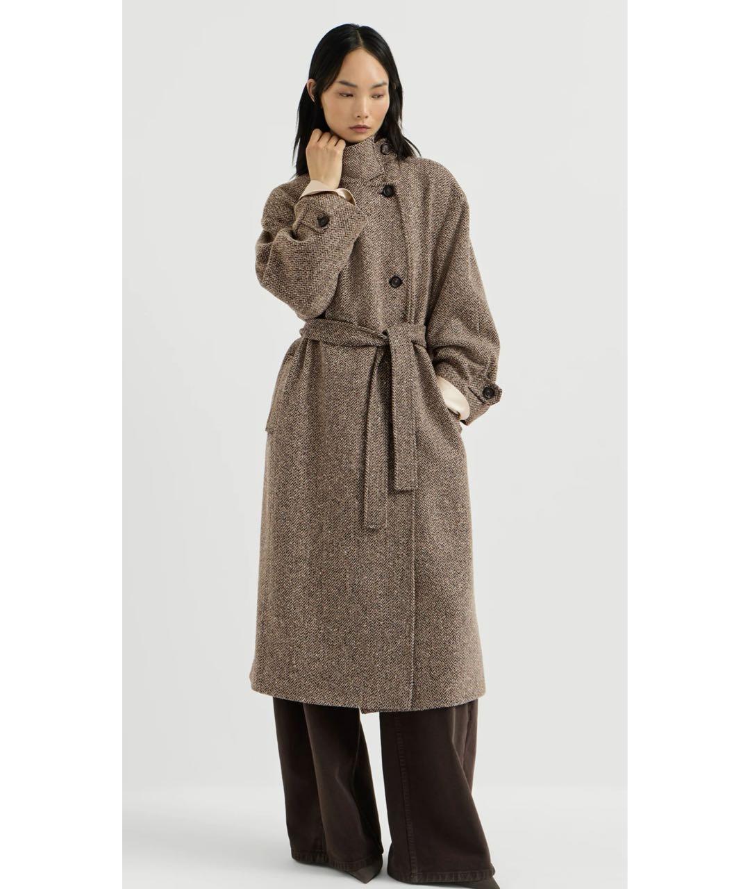 BRUNELLO CUCINELLI Коричневое шерстяное пальто, фото 4