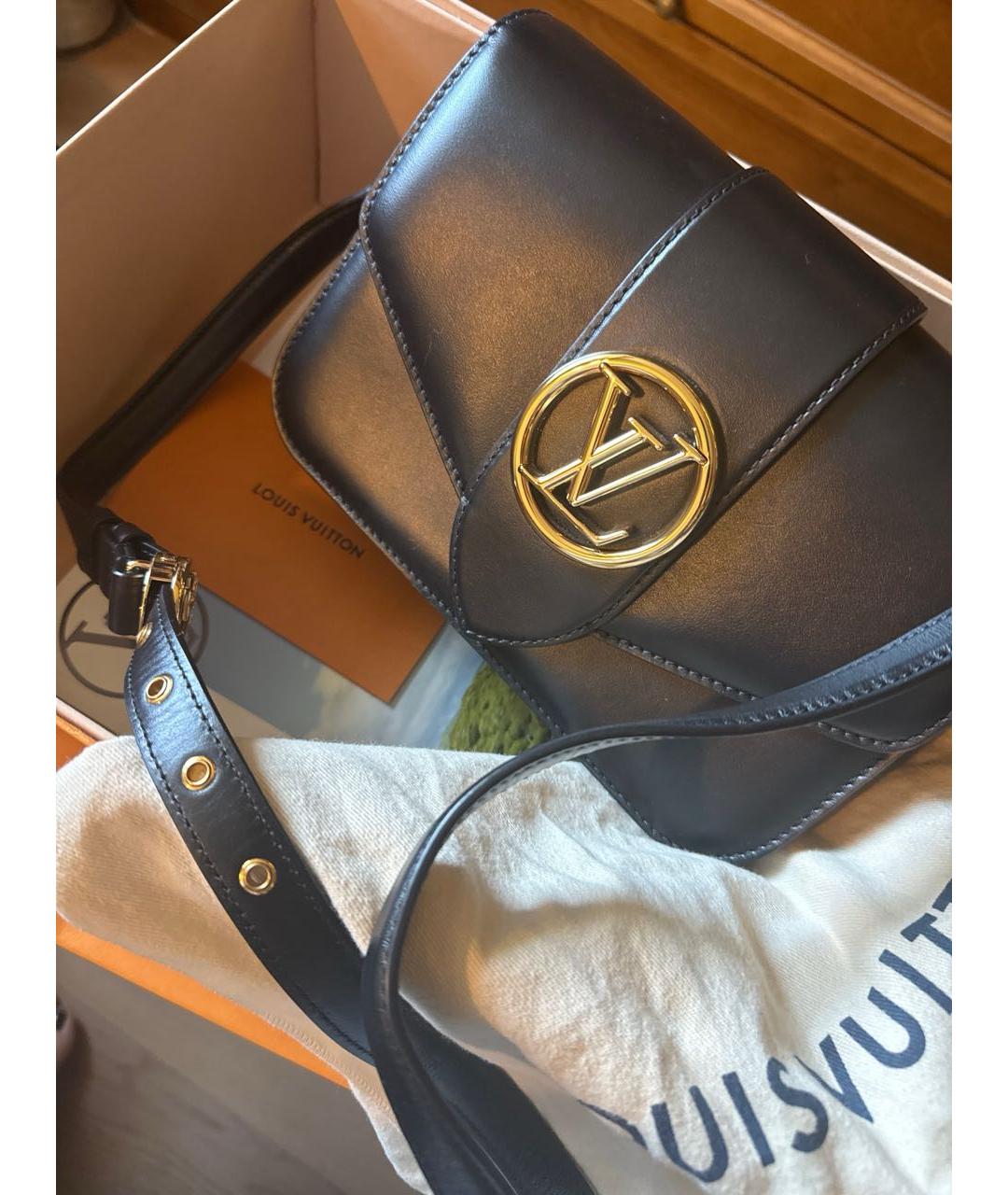 LOUIS VUITTON Черная кожаная сумка через плечо, фото 9
