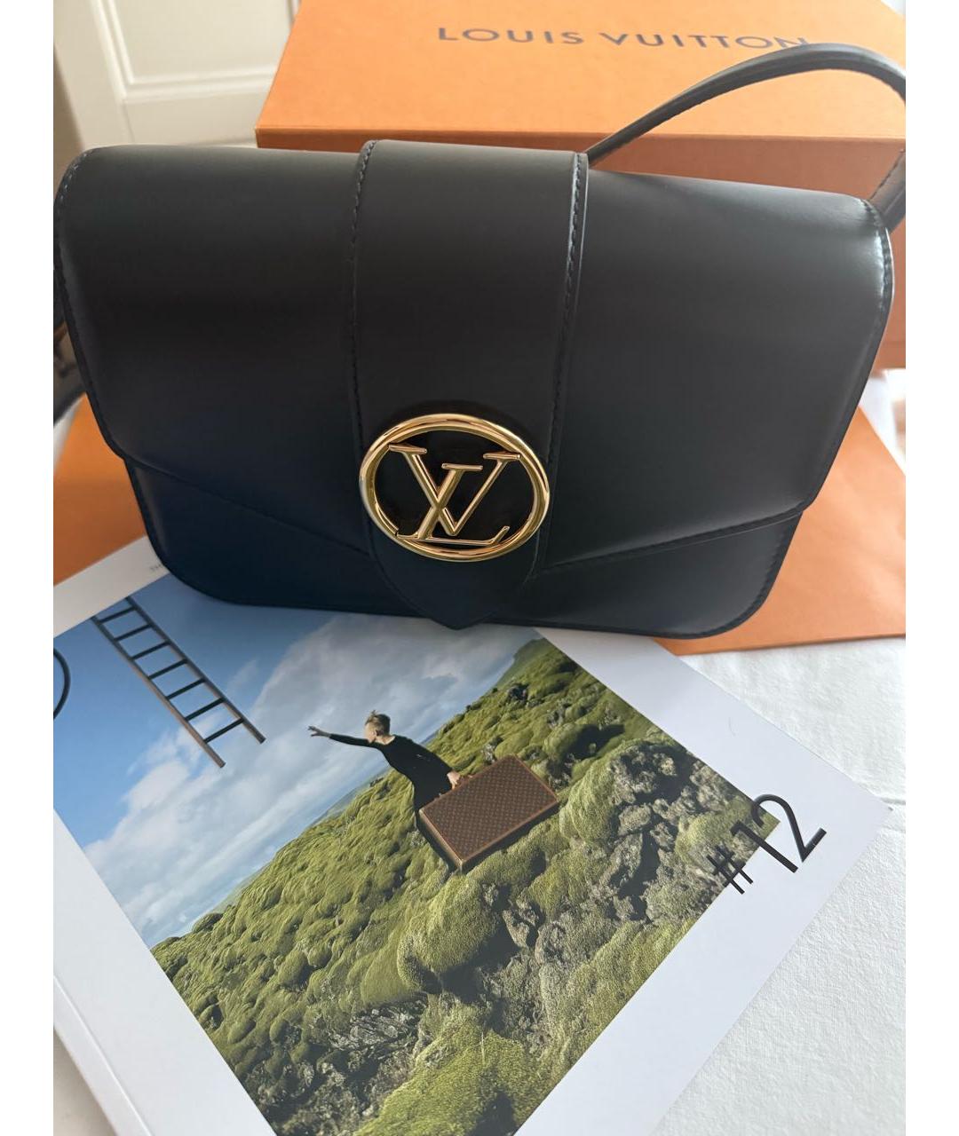 LOUIS VUITTON Черная кожаная сумка через плечо, фото 2