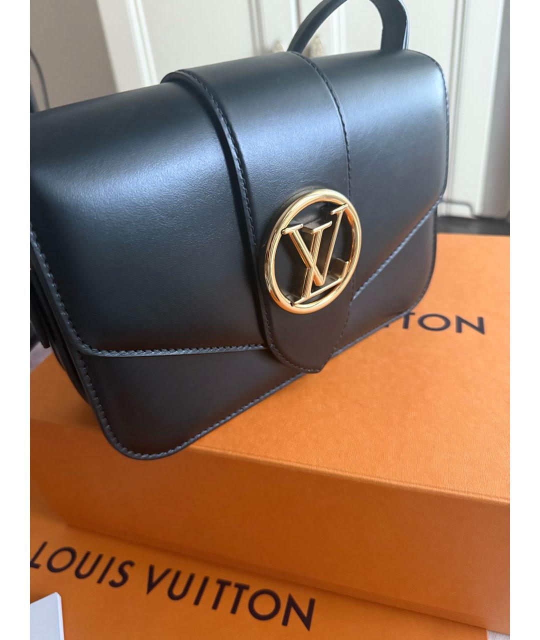 LOUIS VUITTON Черная кожаная сумка через плечо, фото 6