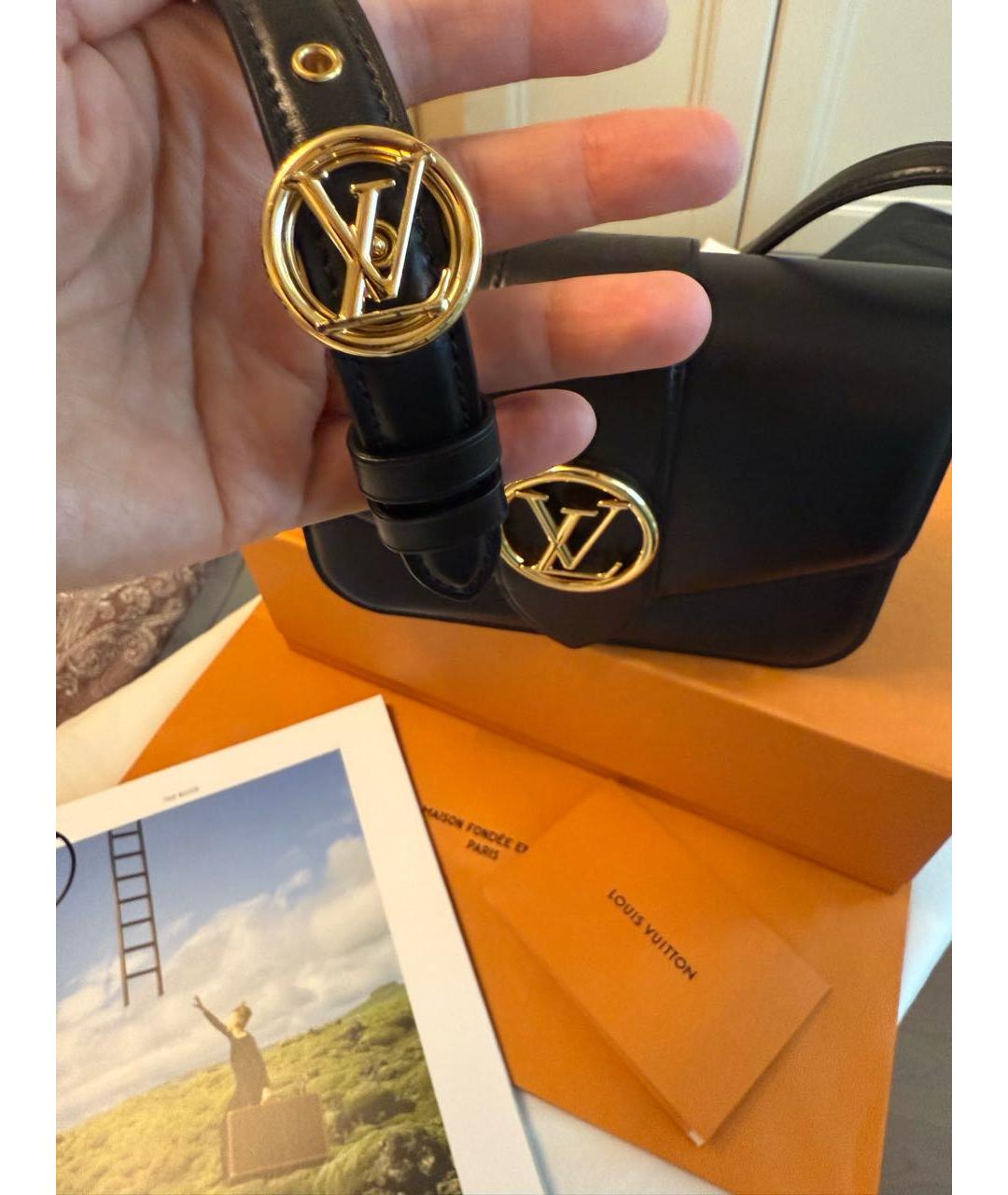 LOUIS VUITTON Черная кожаная сумка через плечо, фото 5
