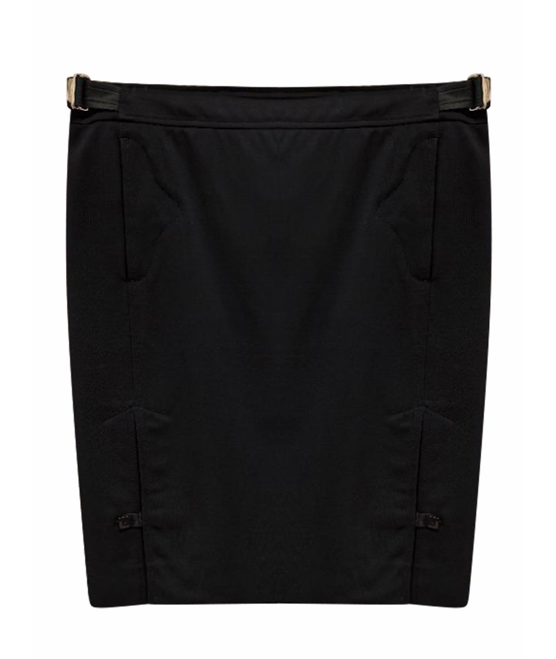 SAINT LAURENT Черная шерстяная юбка миди, фото 1