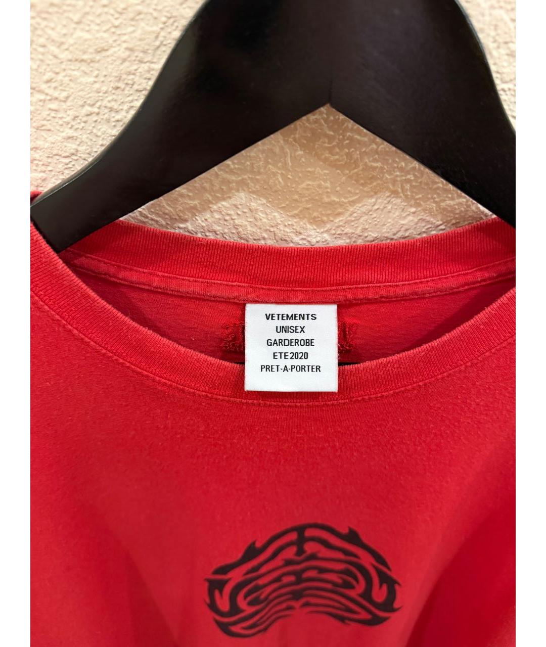 VETEMENTS Красная хлопковая футболка, фото 3