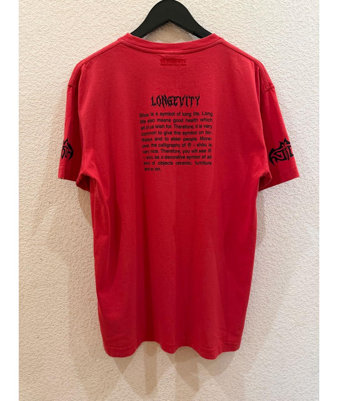 VETEMENTS Красная хлопковая футболка, фото 2