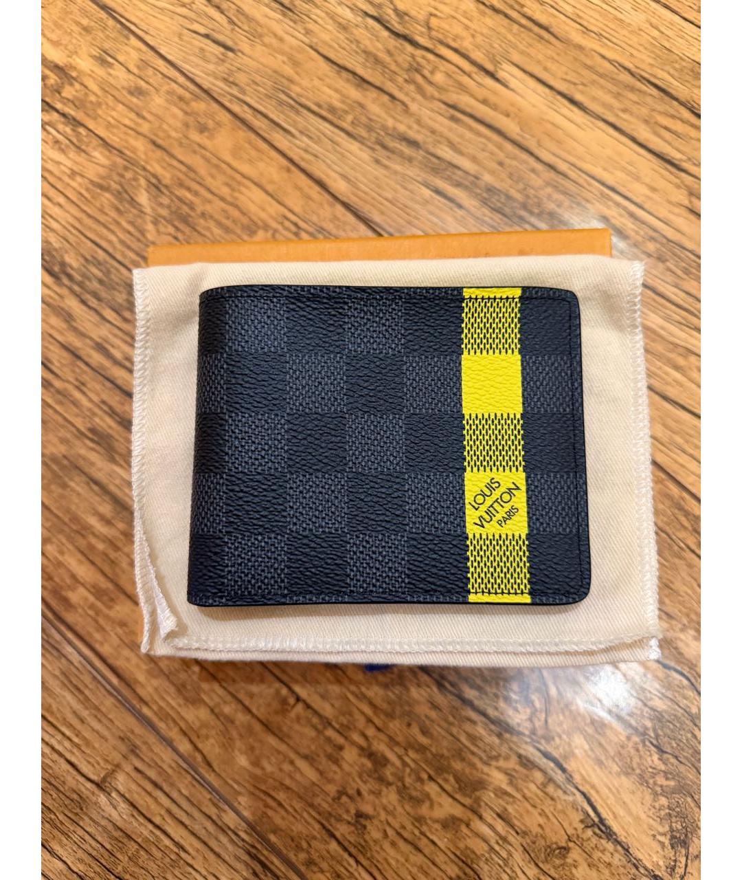 LOUIS VUITTON Черный кожаный кошелек, фото 7