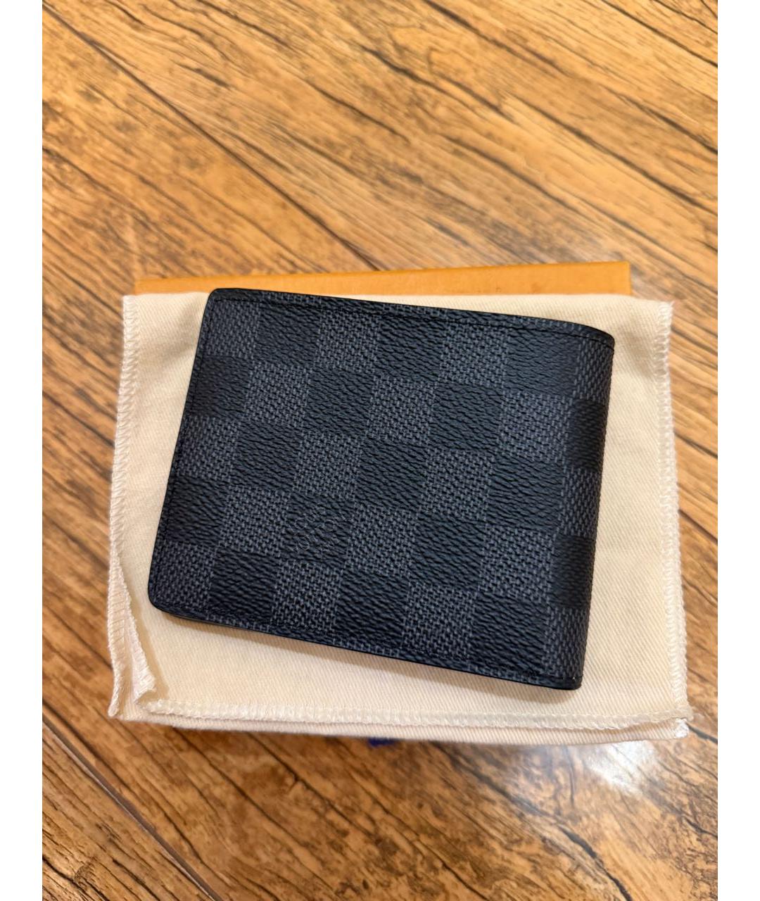 LOUIS VUITTON Черный кожаный кошелек, фото 2