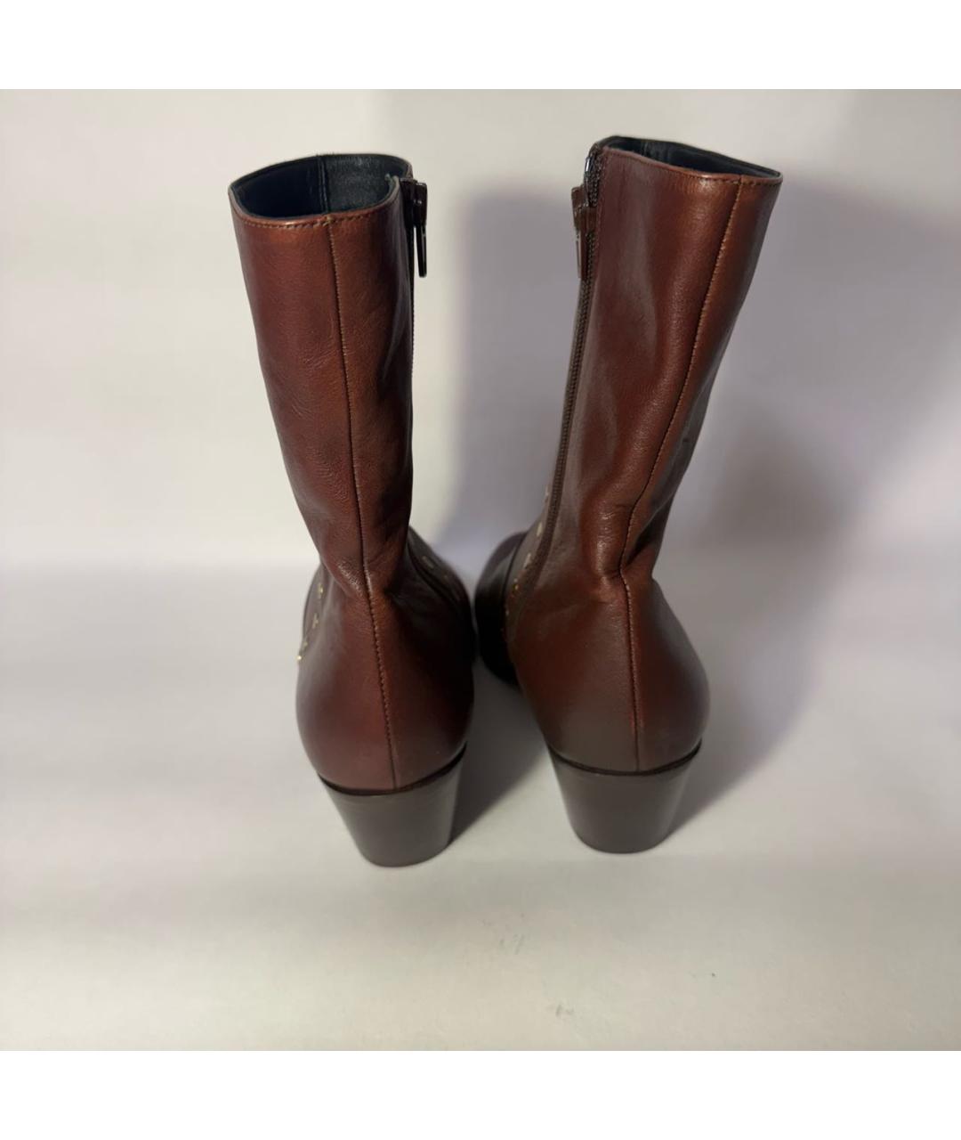 CELINE Бордовые кожаные полусапоги, фото 4