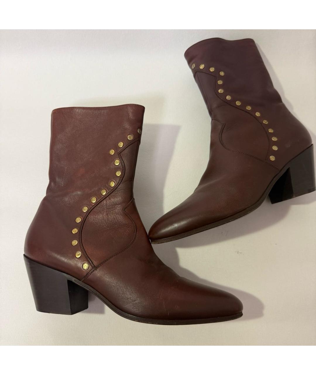 CELINE Бордовые кожаные полусапоги, фото 3