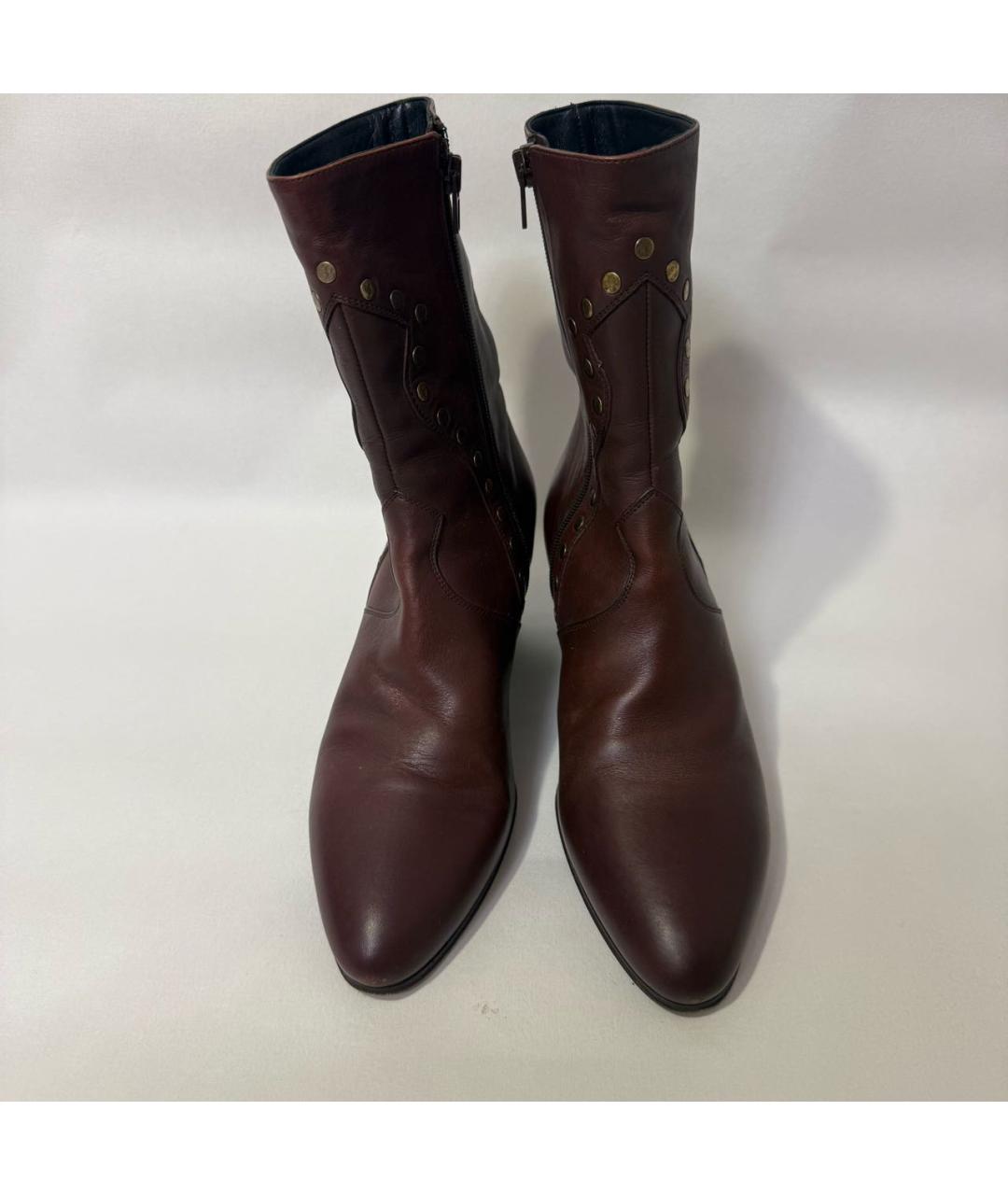 CELINE Бордовые кожаные полусапоги, фото 2