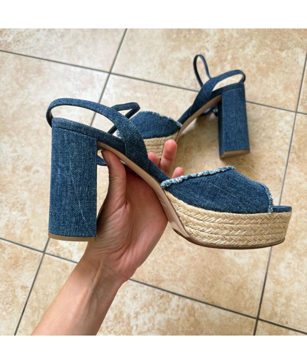 MIU MIU Синие текстильные босоножки, фото 8