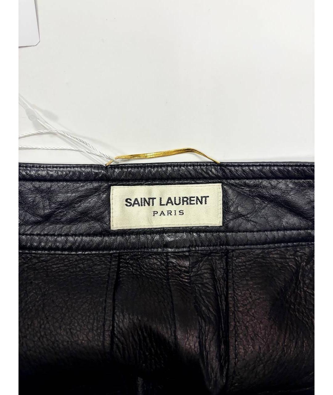 SAINT LAURENT Черные кожаные бриджи, фото 3