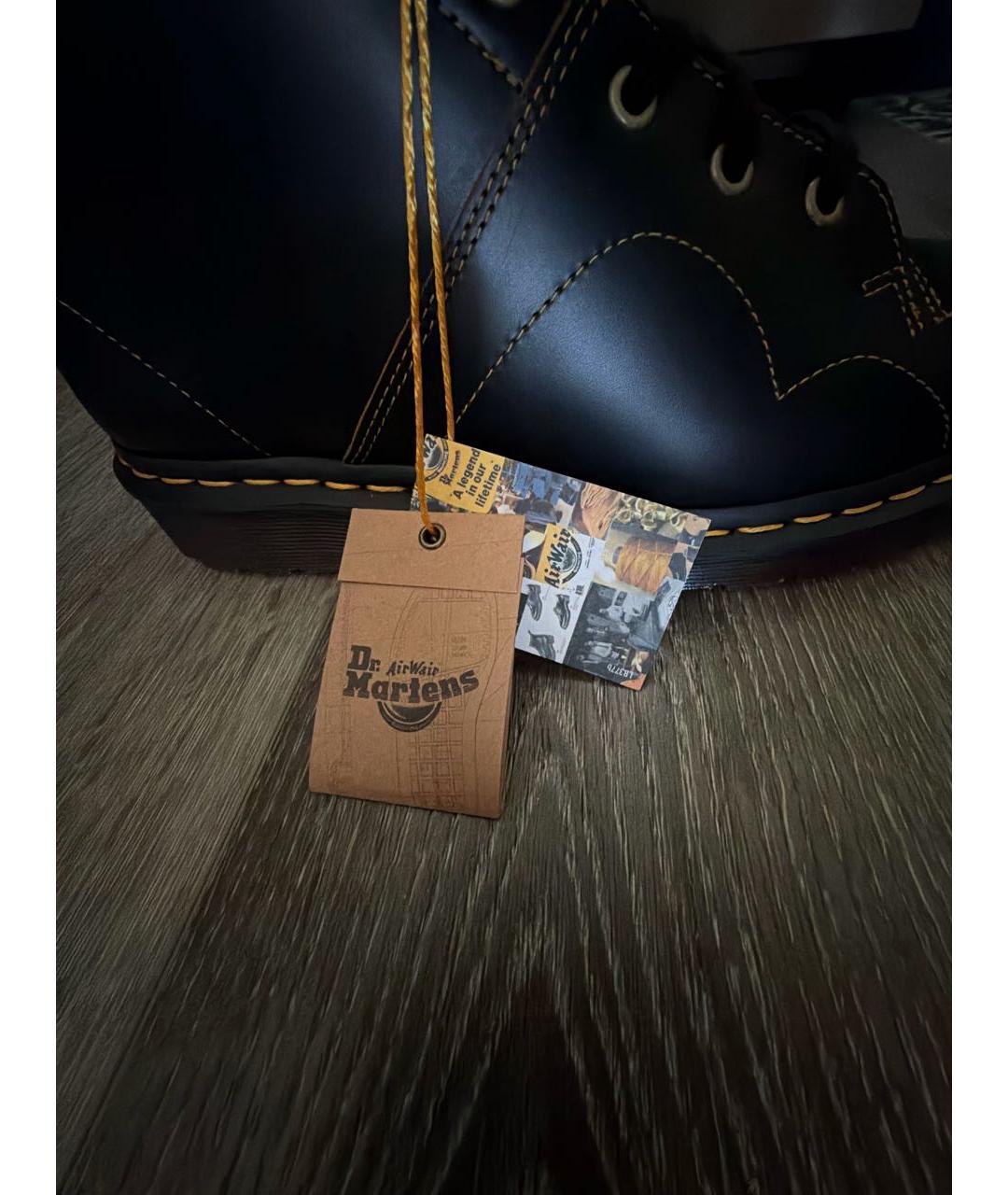 DR. MARTENS Черные кожаные низкие ботинки, фото 5