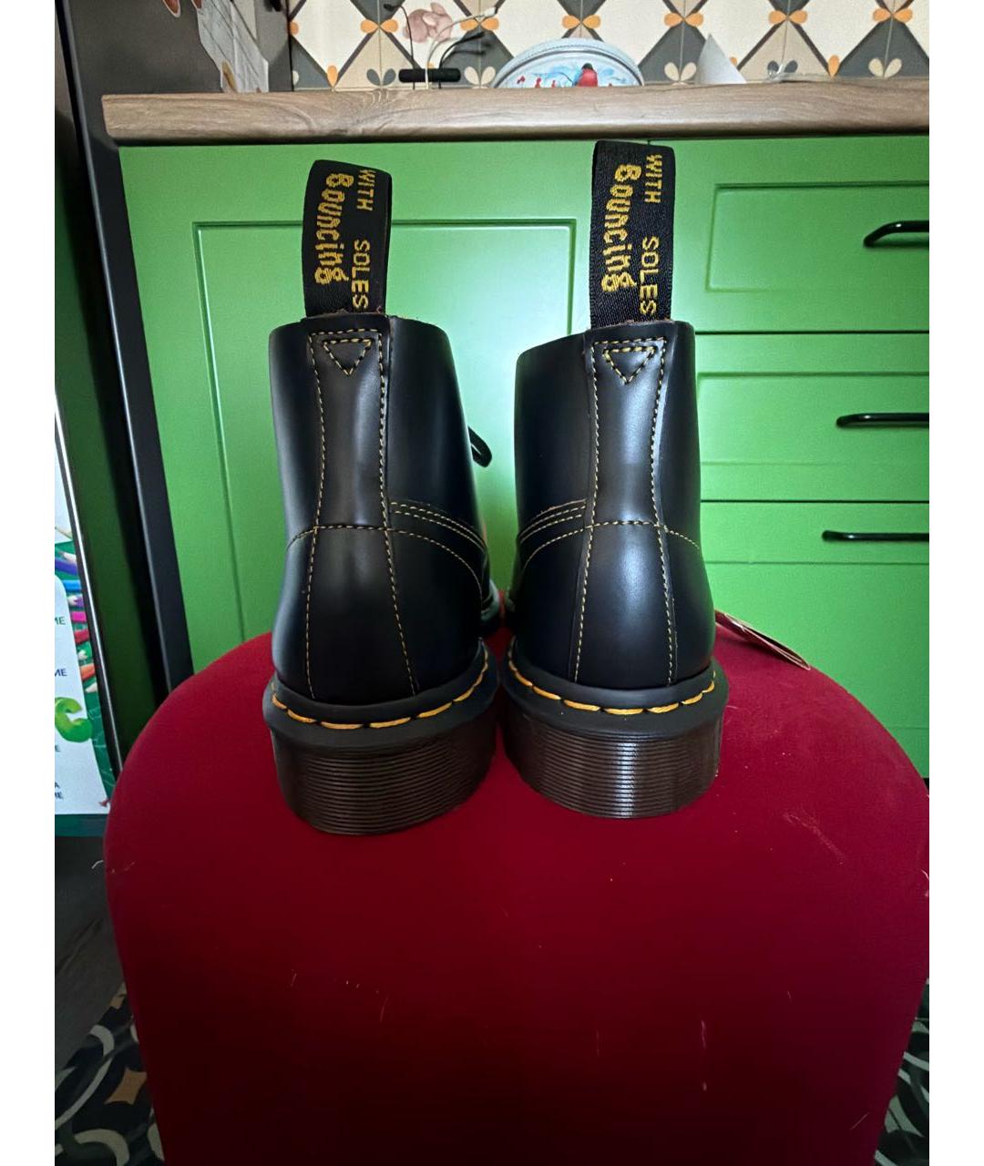 DR. MARTENS Черные кожаные низкие ботинки, фото 3