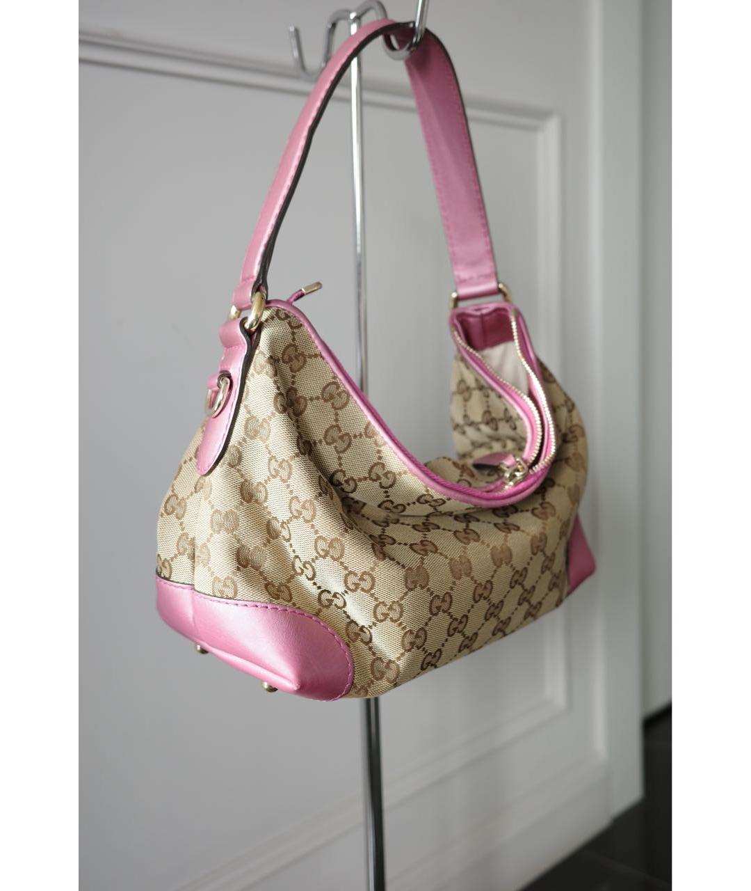 GUCCI Бежевая сумка через плечо из канвы, фото 2