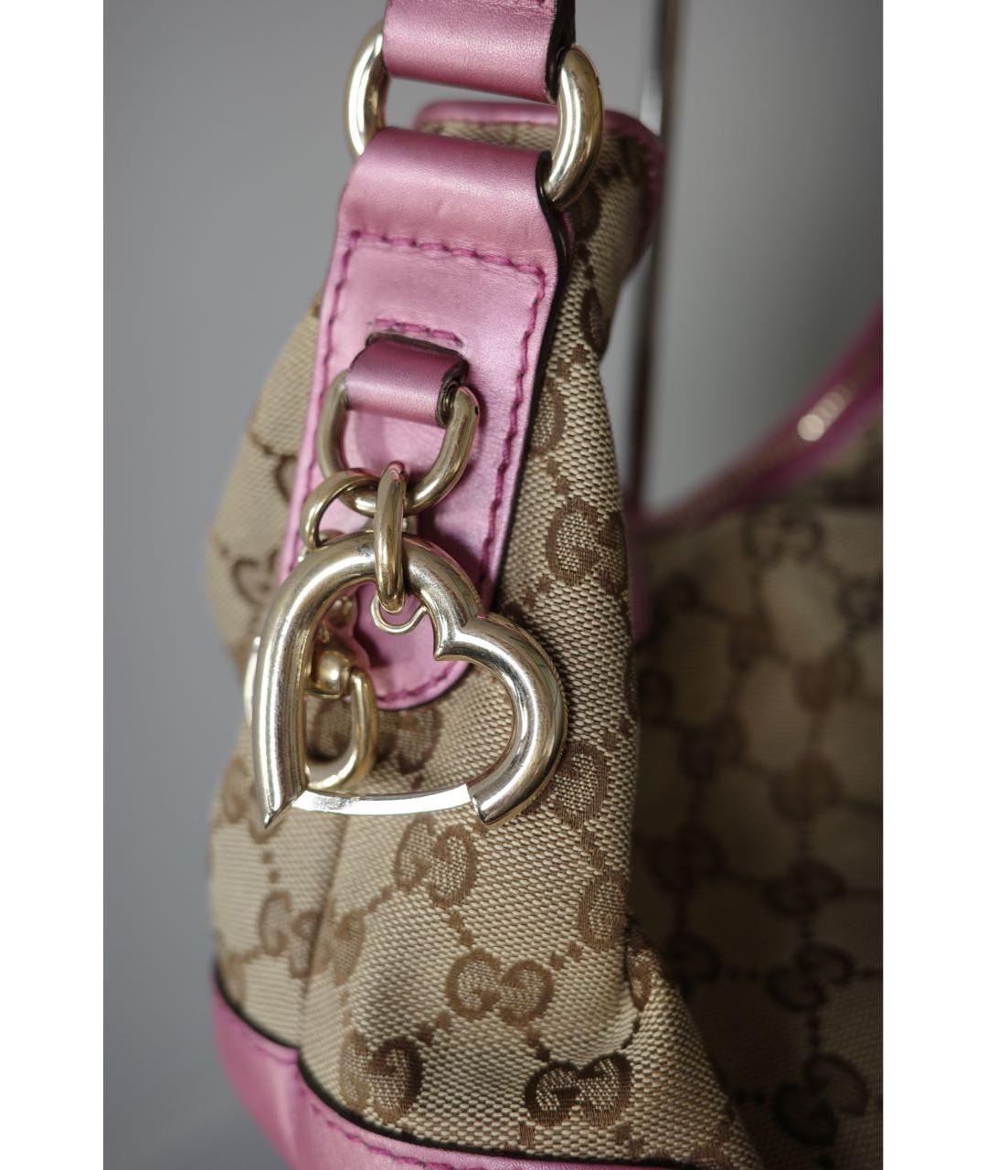 GUCCI Бежевая сумка через плечо из канвы, фото 4