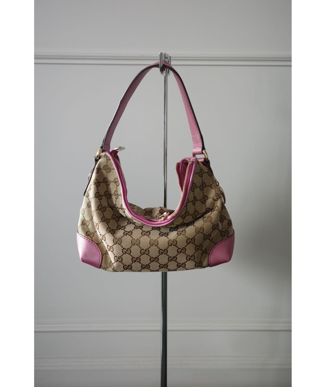 GUCCI Бежевая сумка через плечо из канвы, фото 8