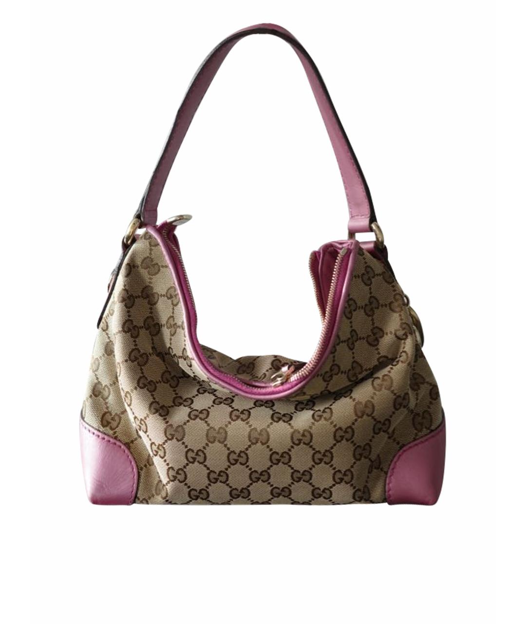 GUCCI Бежевая сумка через плечо из канвы, фото 1