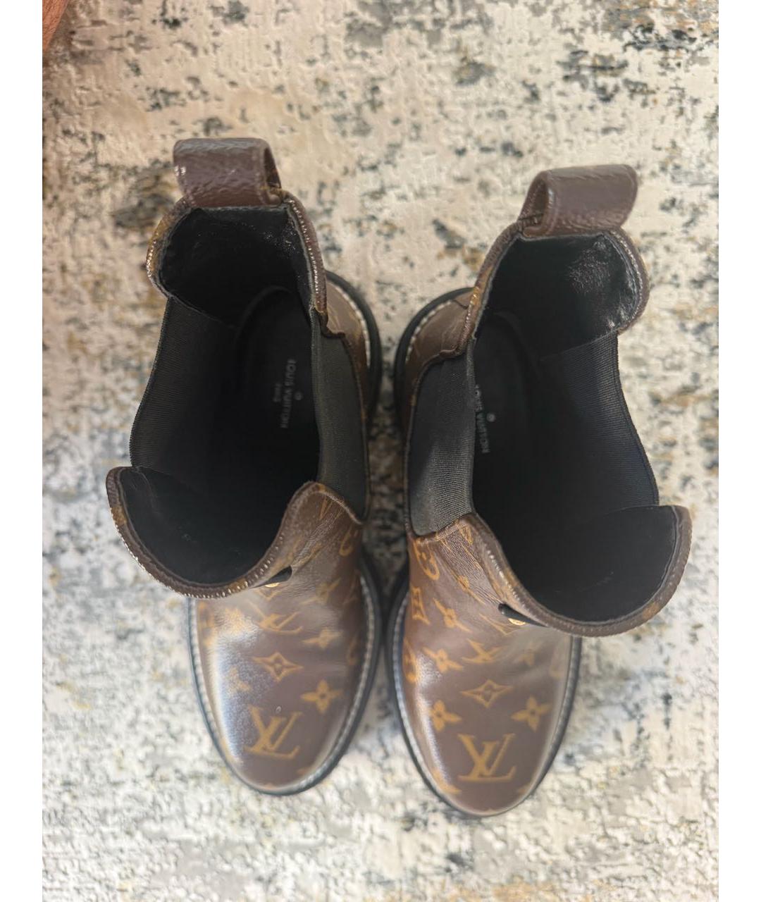 LOUIS VUITTON Коричневые кожаные ботинки, фото 3