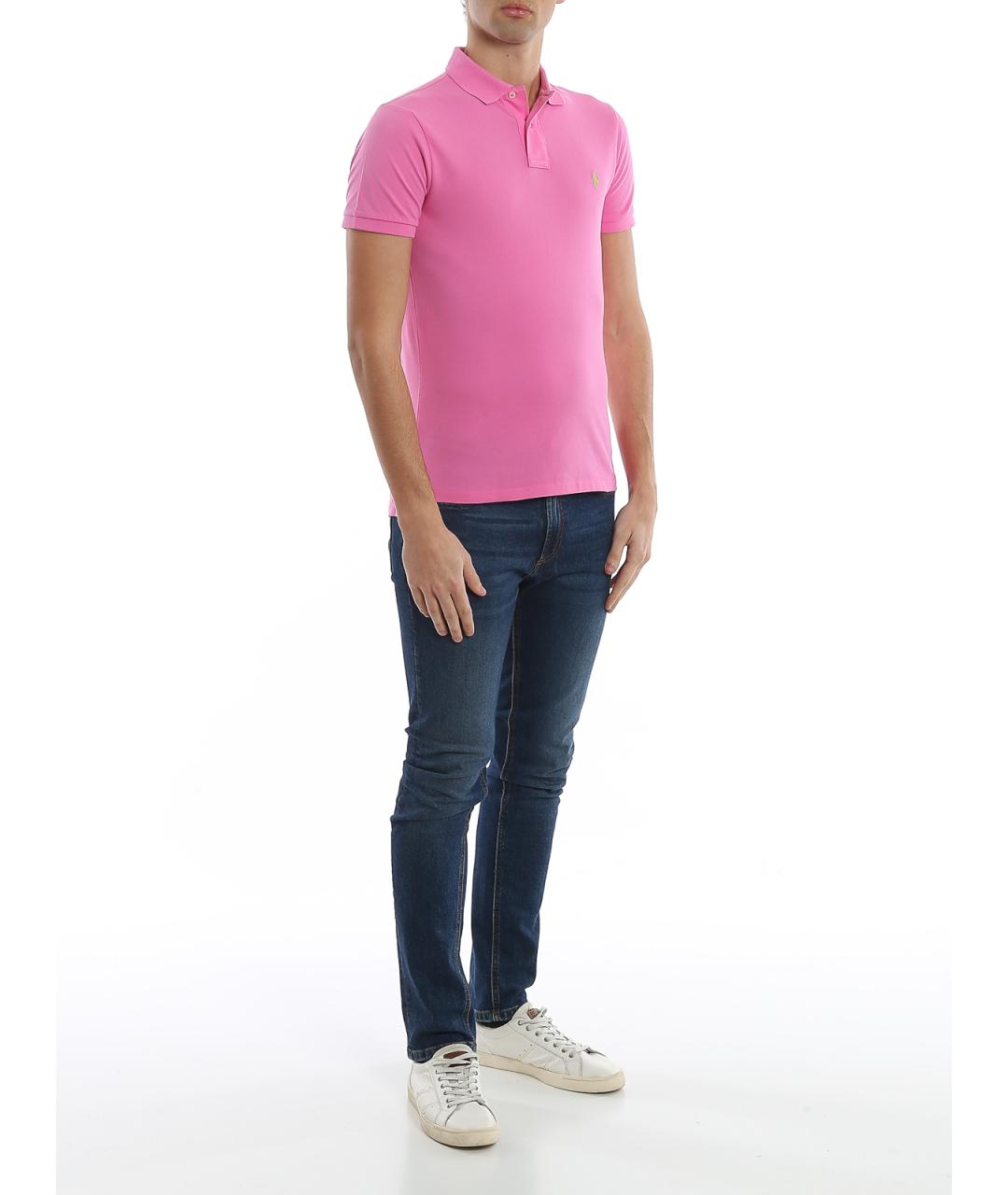 POLO RALPH LAUREN Розовое хлопковое поло с коротким рукавом, фото 2