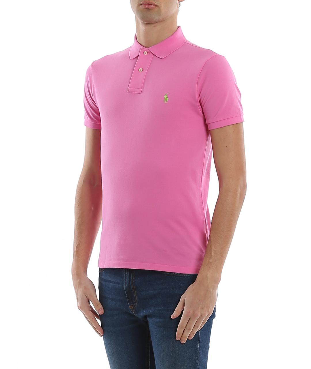POLO RALPH LAUREN Розовое хлопковое поло с коротким рукавом, фото 5