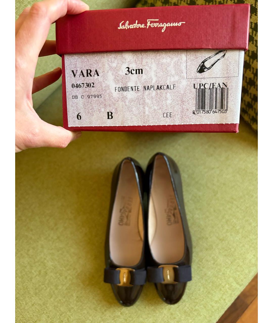FERRAGAMO Коричневые туфли из лакированной кожи, фото 5