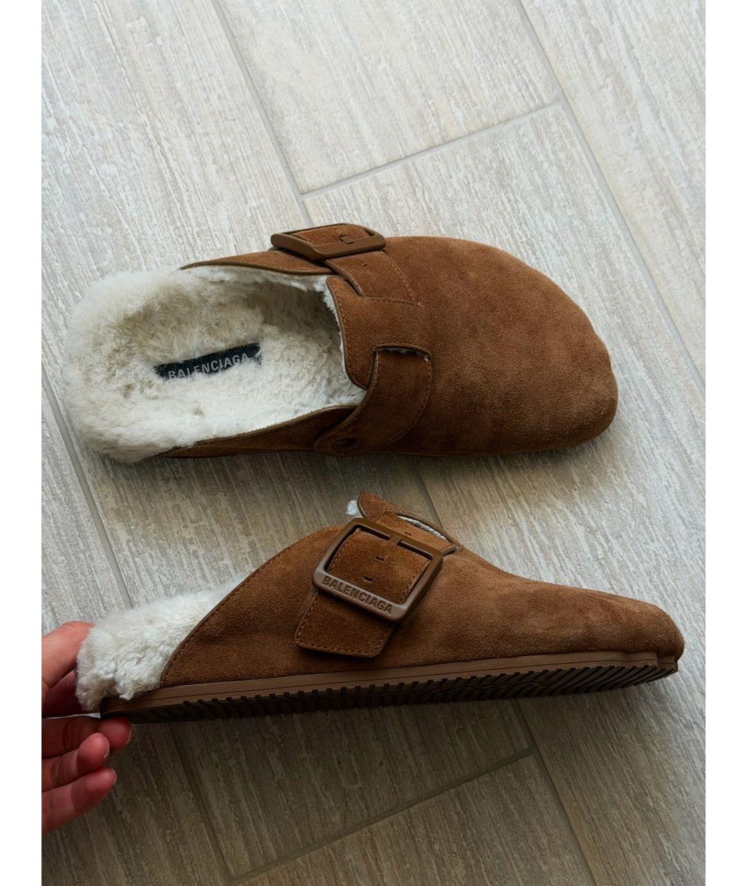 BALENCIAGA Коричневые замшевые мюли, фото 2