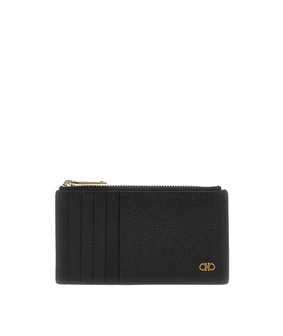 FERRAGAMO Черный кожаный кардхолдер, фото 1