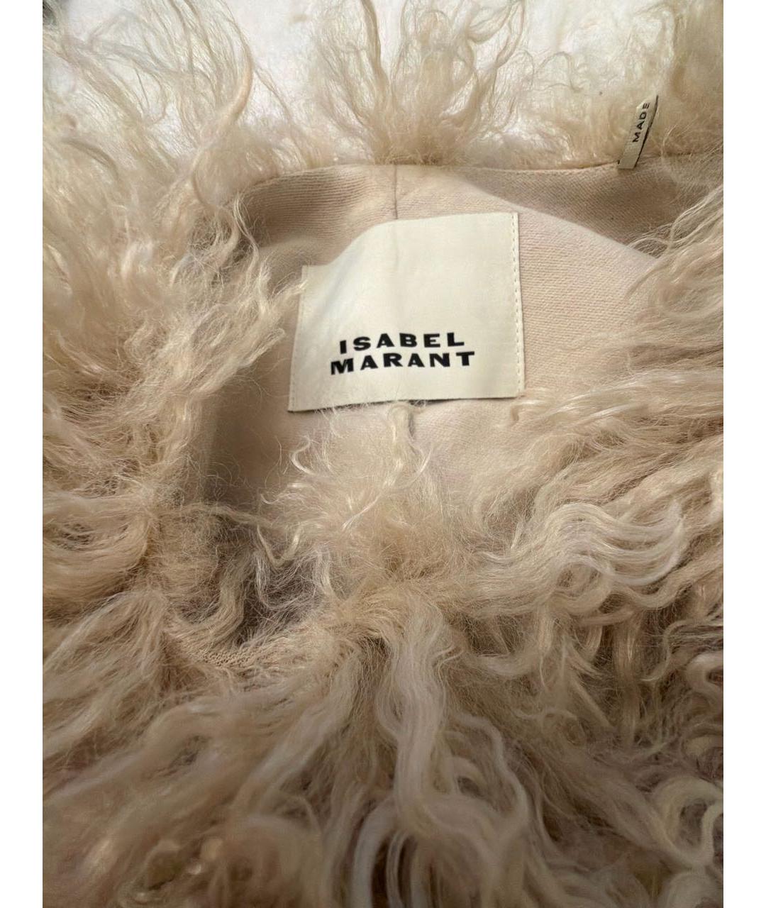 ISABEL MARANT Бежевая полиэстеровая шуба, фото 3