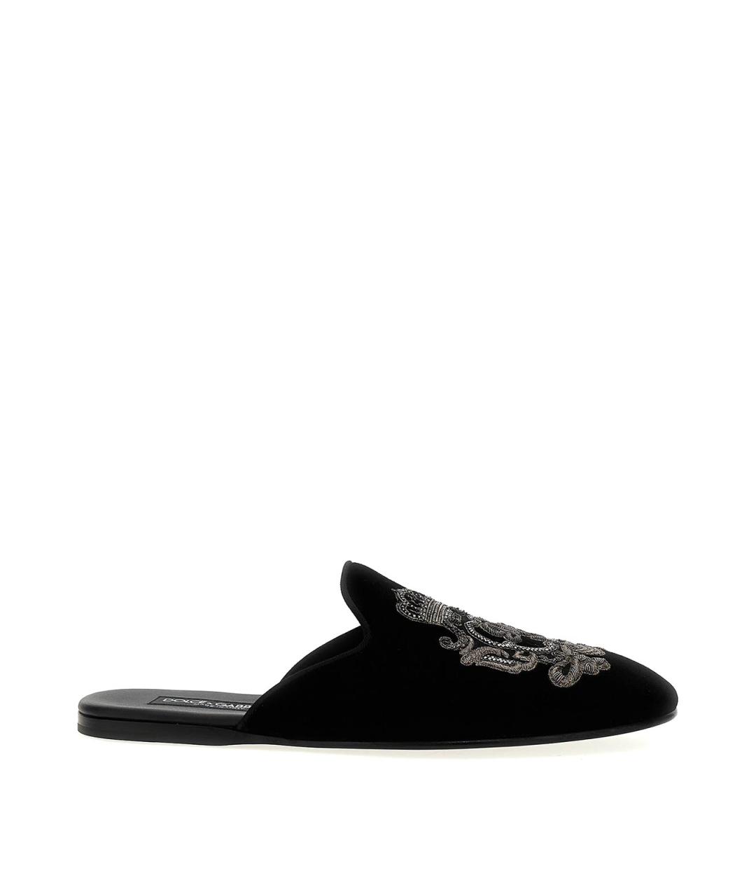 DOLCE&GABBANA Черные бархатные мюли, фото 5