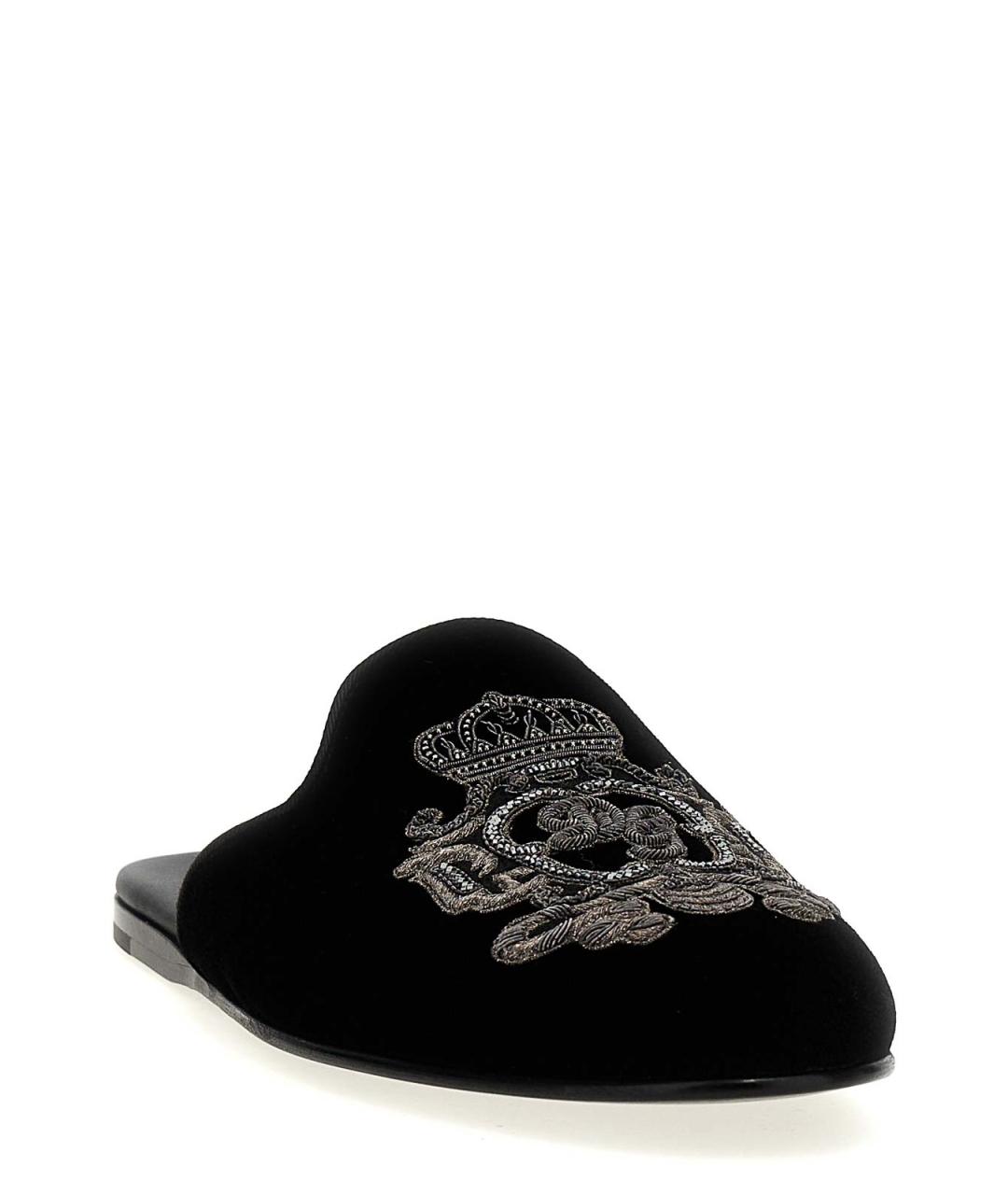 DOLCE&GABBANA Черные бархатные мюли, фото 2