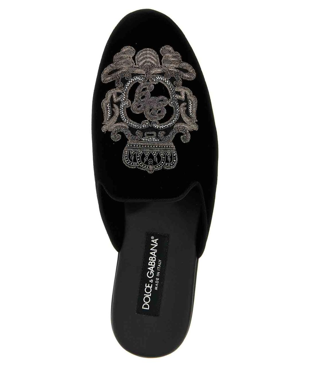 DOLCE&GABBANA Черные бархатные мюли, фото 4