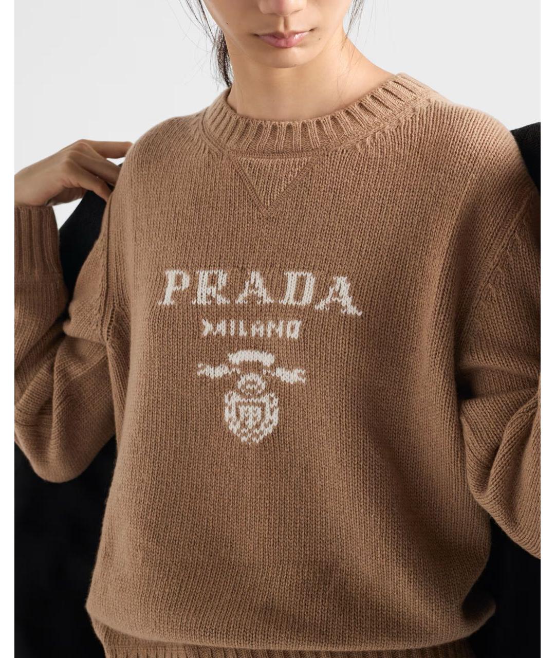 PRADA Коричневый кашемировый джемпер / свитер, фото 2