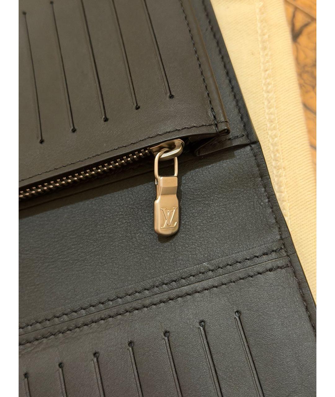 LOUIS VUITTON Черный кожаный кошелек, фото 5