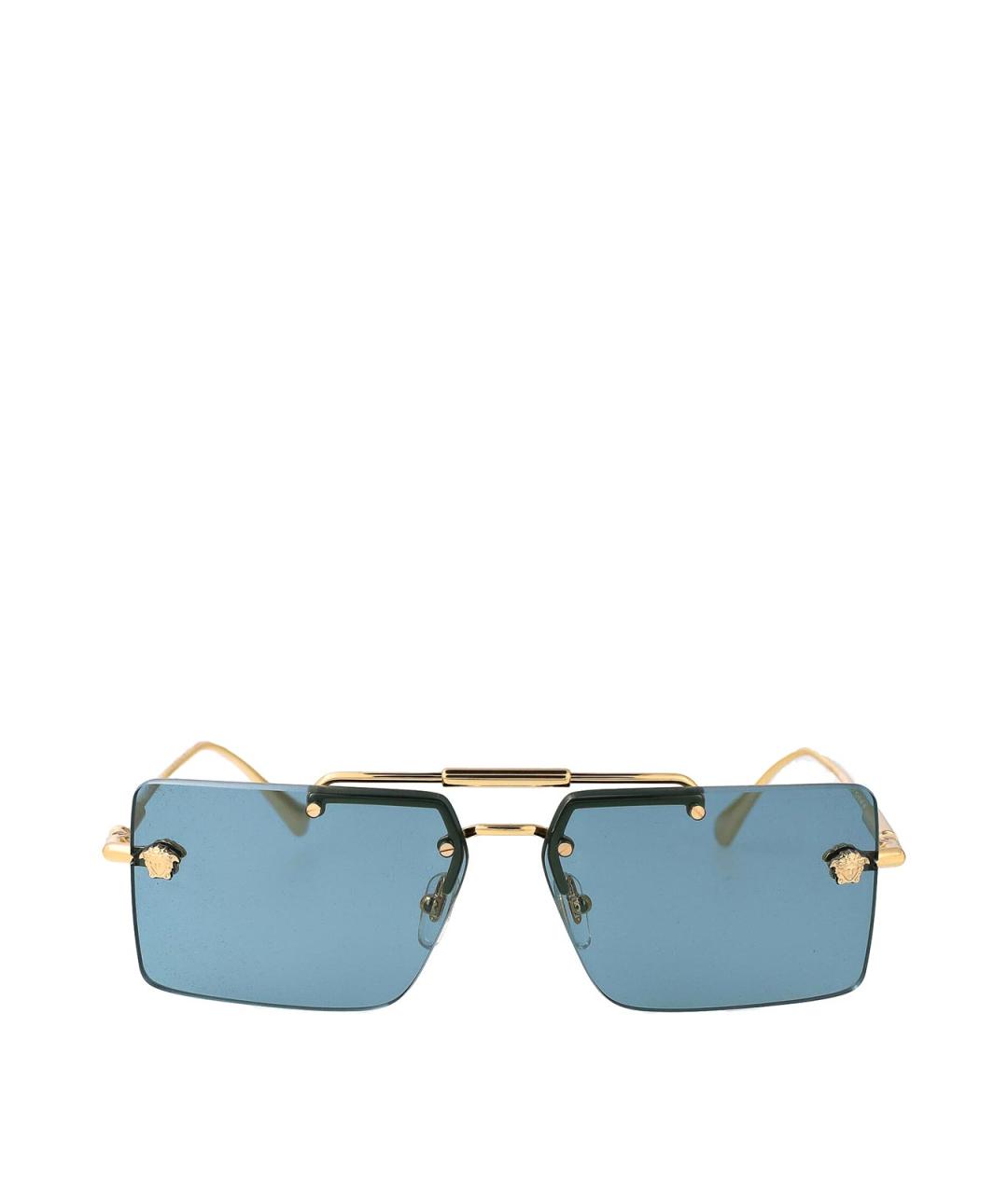 VERSACE Золотые металлические солнцезащитные очки, фото 1