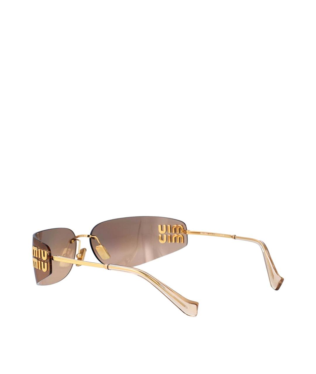 MIU MIU Золотые металлические солнцезащитные очки, фото 4