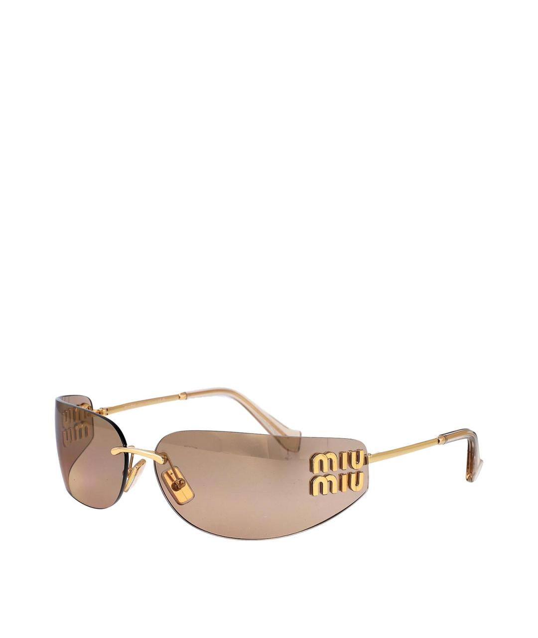 MIU MIU Золотые металлические солнцезащитные очки, фото 2