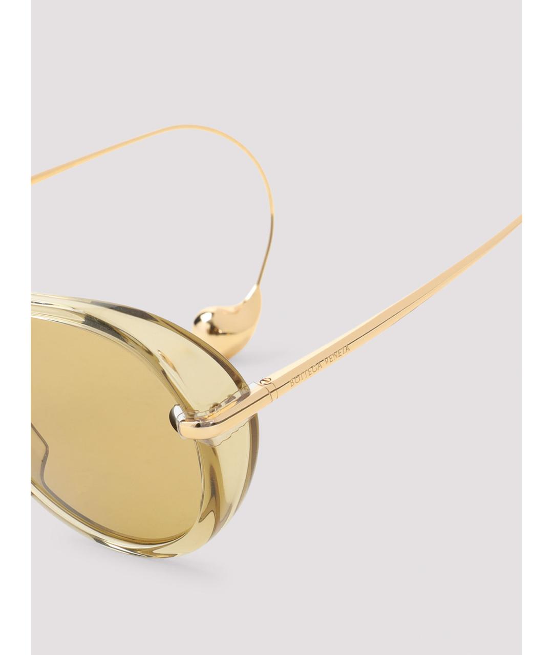 BOTTEGA VENETA Золотые металлические солнцезащитные очки, фото 3