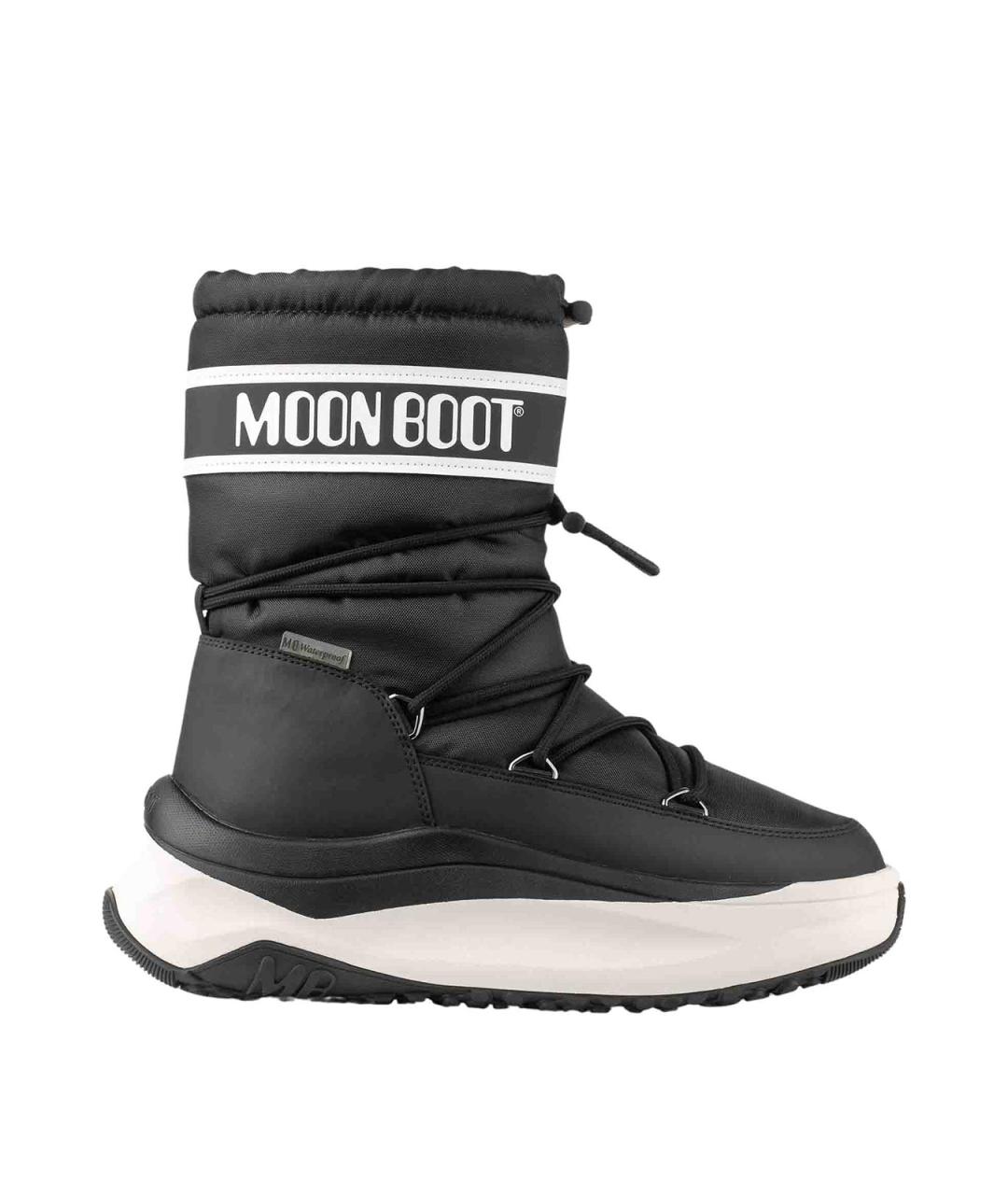 MOON BOOT Черные текстильные высокие ботинки, фото 1