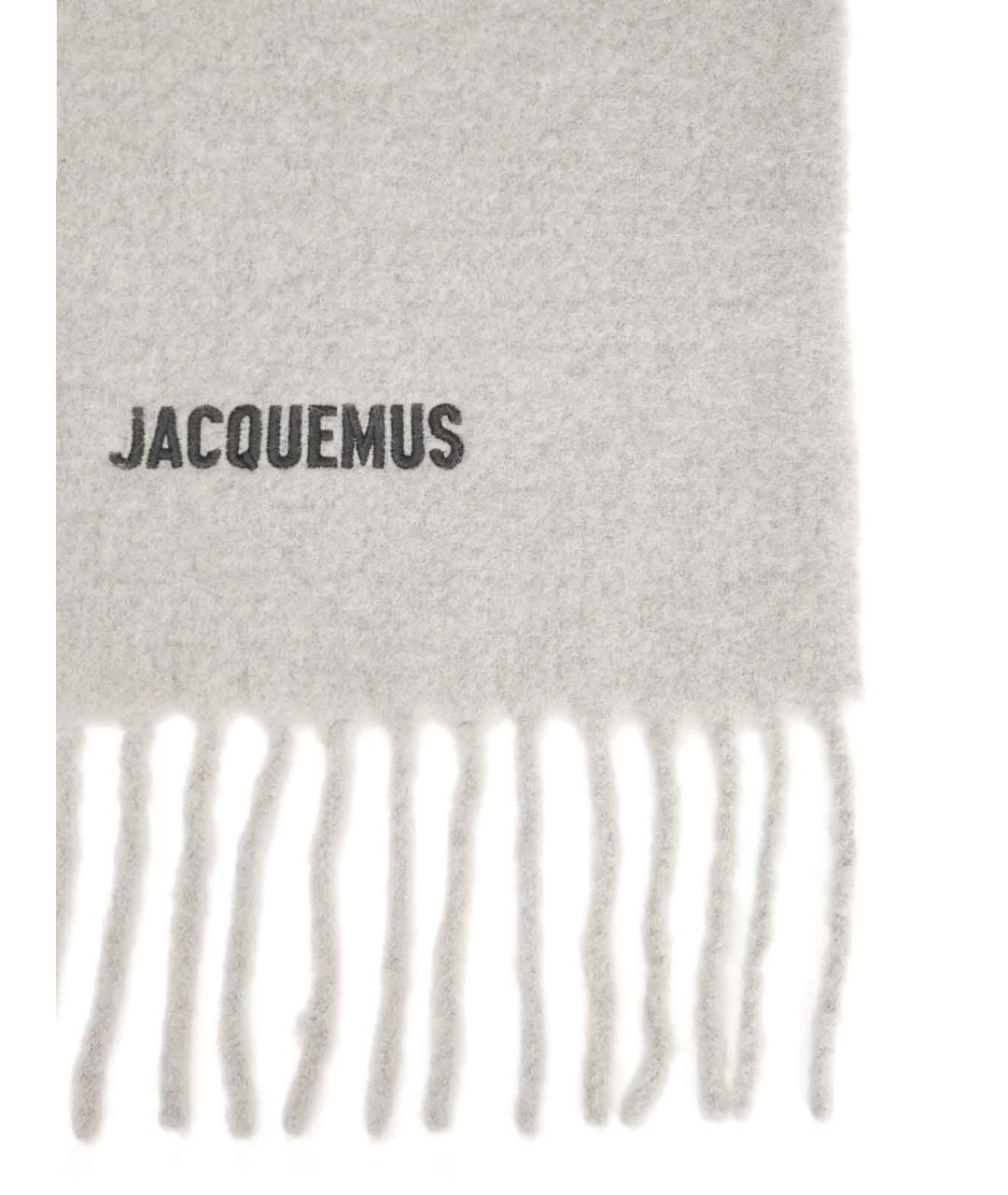 JACQUEMUS Серый шерстяной шарф, фото 2