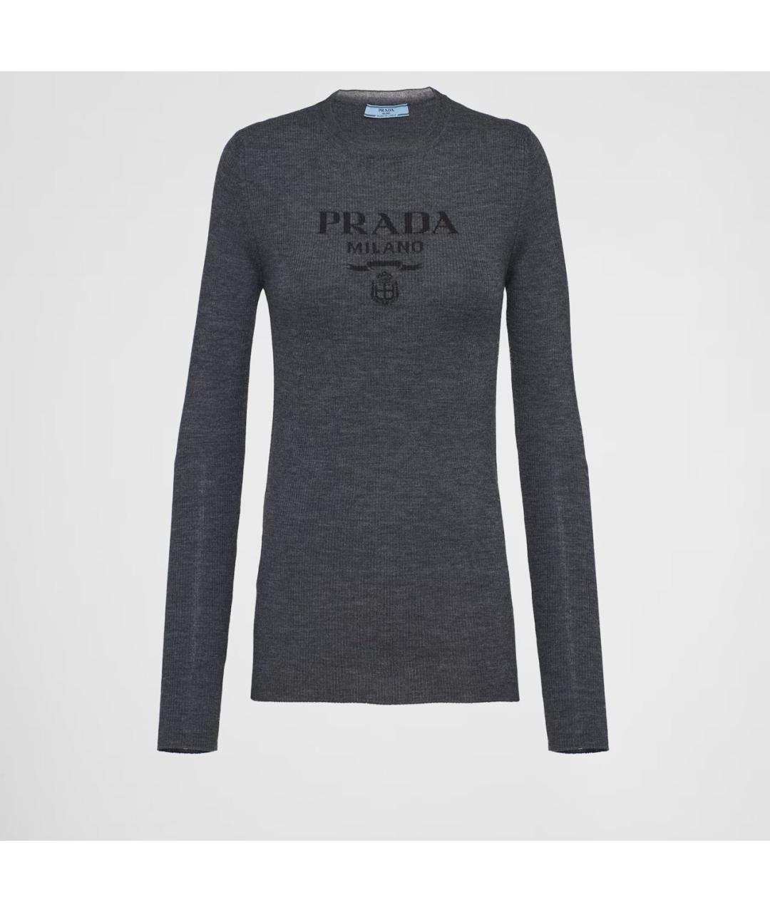 PRADA Антрацитовый шерстяной джемпер / свитер, фото 4