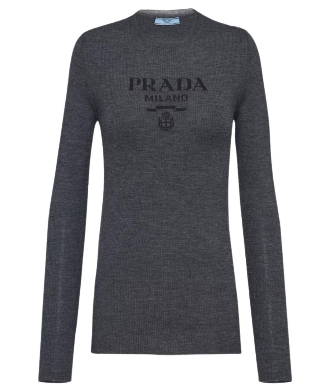 PRADA Антрацитовый шерстяной джемпер / свитер, фото 1