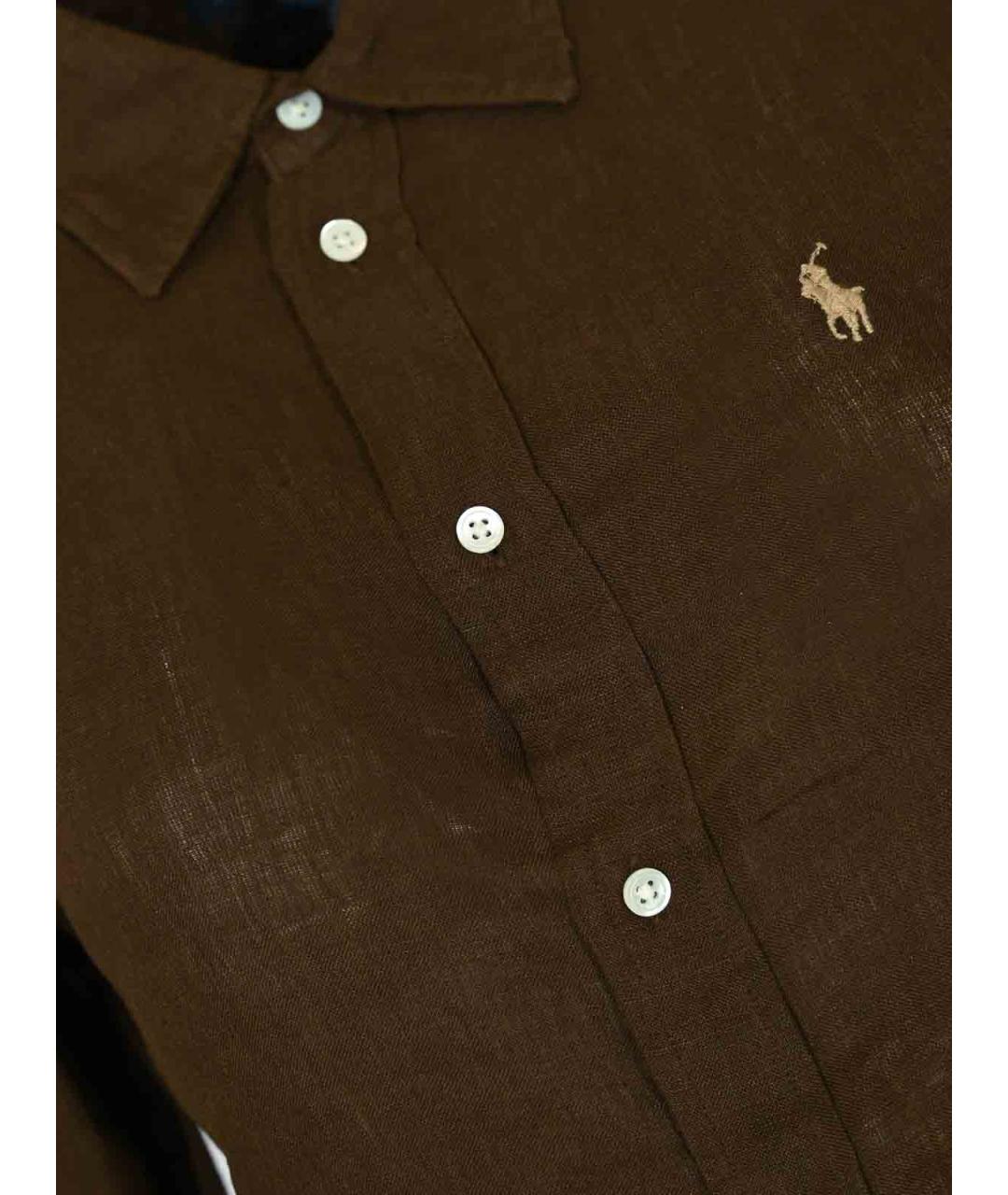 POLO RALPH LAUREN Коричневая льняная рубашка, фото 3