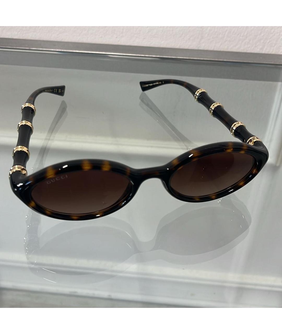 GUCCI Коричневые пластиковые солнцезащитные очки, фото 2