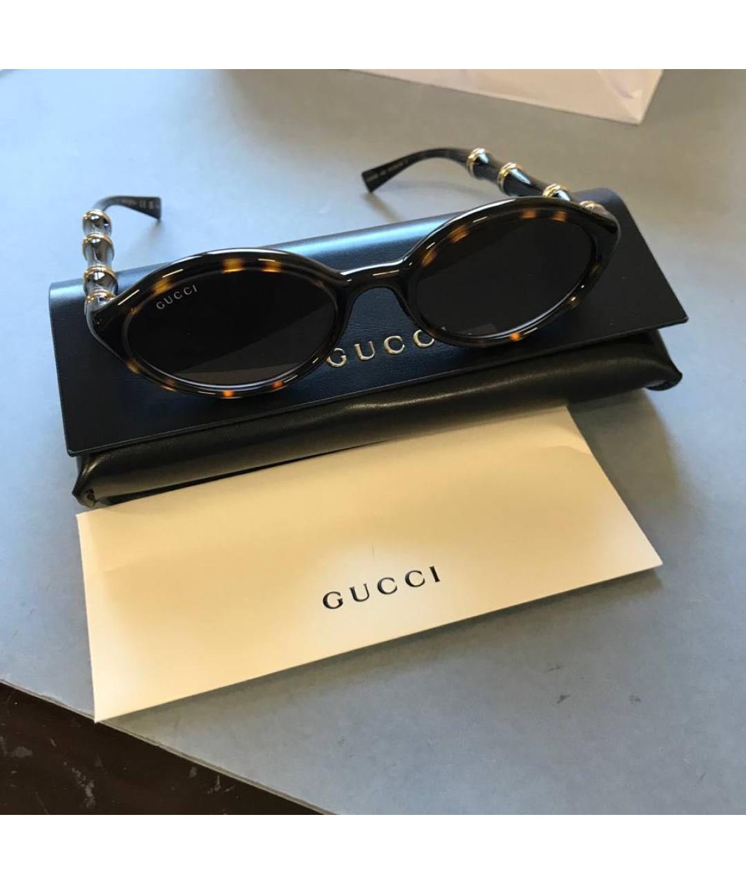GUCCI Коричневые пластиковые солнцезащитные очки, фото 4